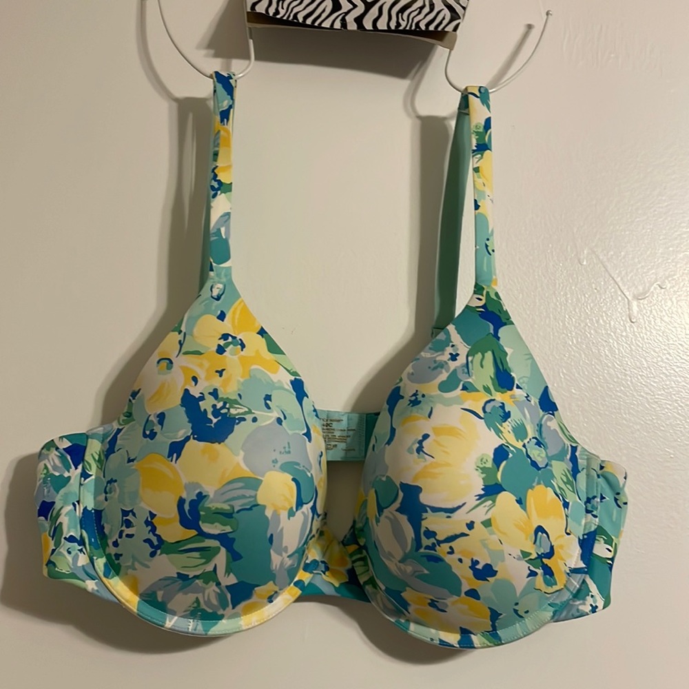 Ambrielle Plunge Bra 40C Multi color blue/yellow